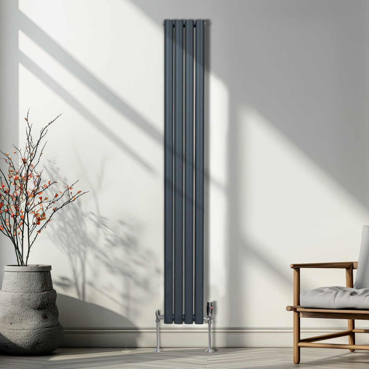 Oval Column Radiator – 1800mm x 240mm – Anthracite Grey