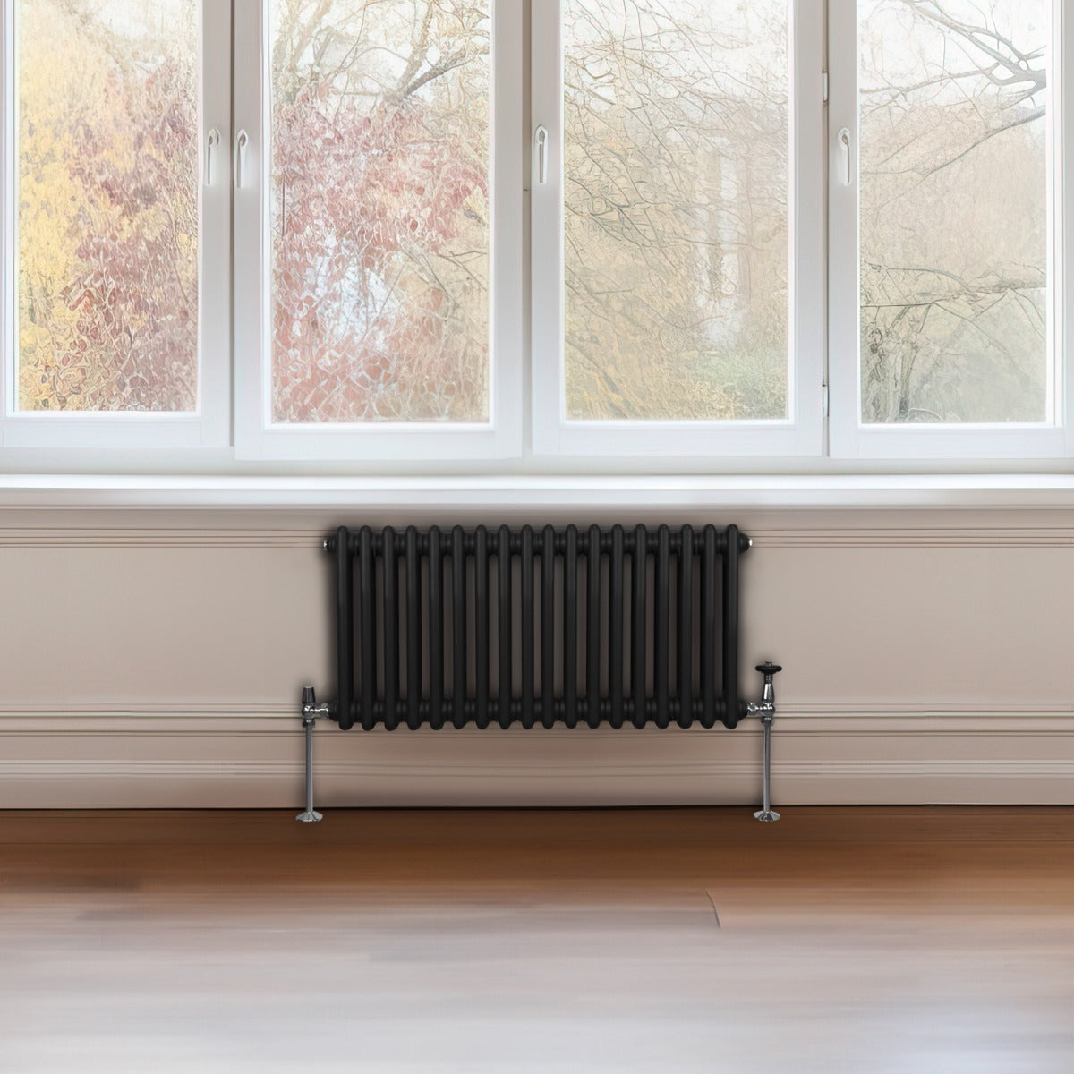 Traditional 2 Column Radiator - 300 x 832mm - Black