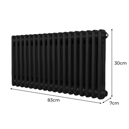 Traditional 2 Column Radiator - 300 x 832mm - Black