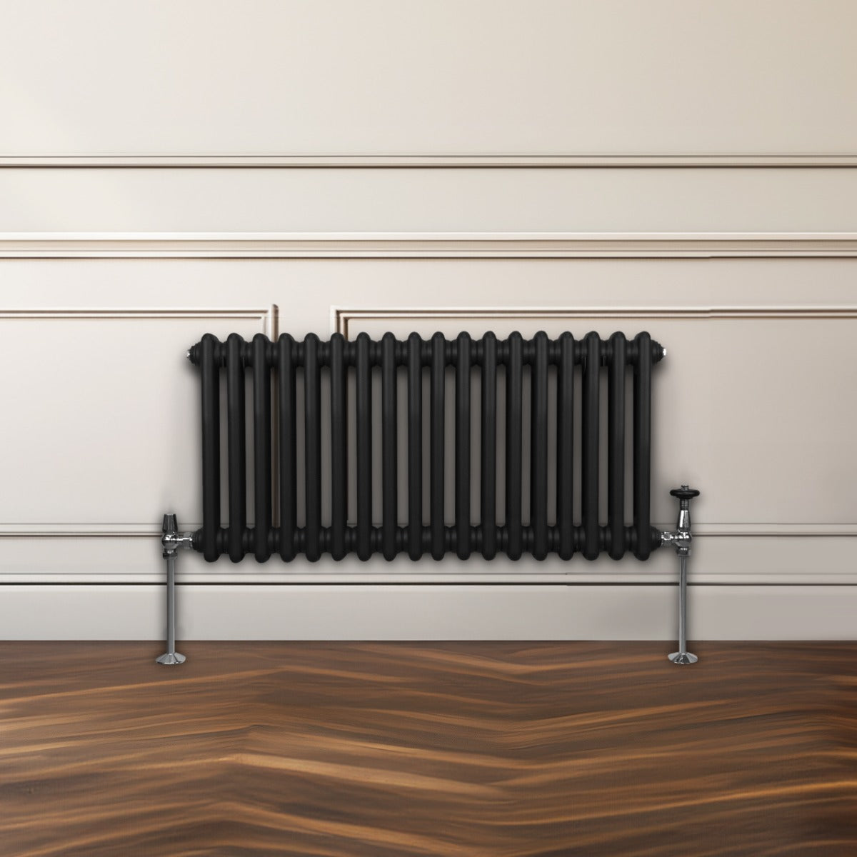 Traditional 2 Column Radiator - 300 x 832mm - Black