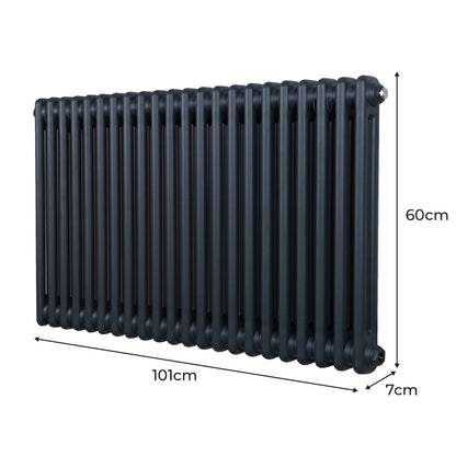 Traditional 2 Column Radiator - 600 x 1012mm - Anthracite Grey