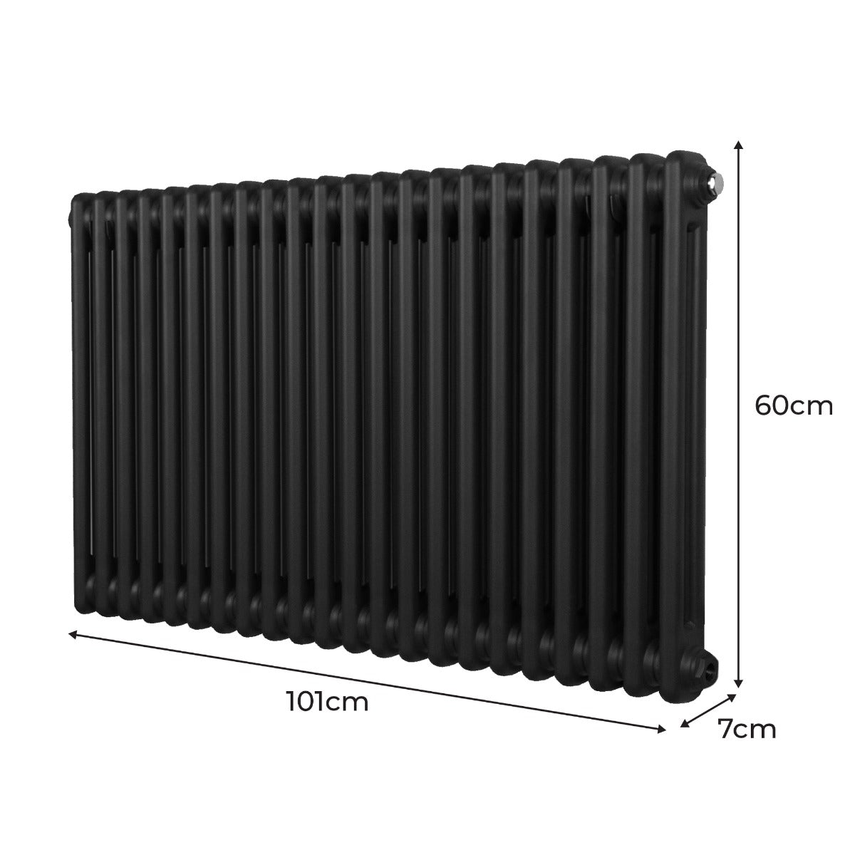 Traditional 2 Column Radiator - 600 x 1012mm - Black