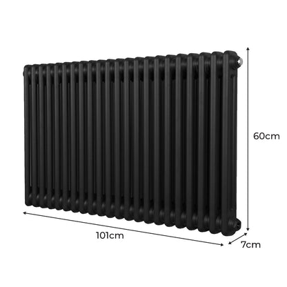 Traditional 2 Column Radiator - 600 x 1012mm - Black