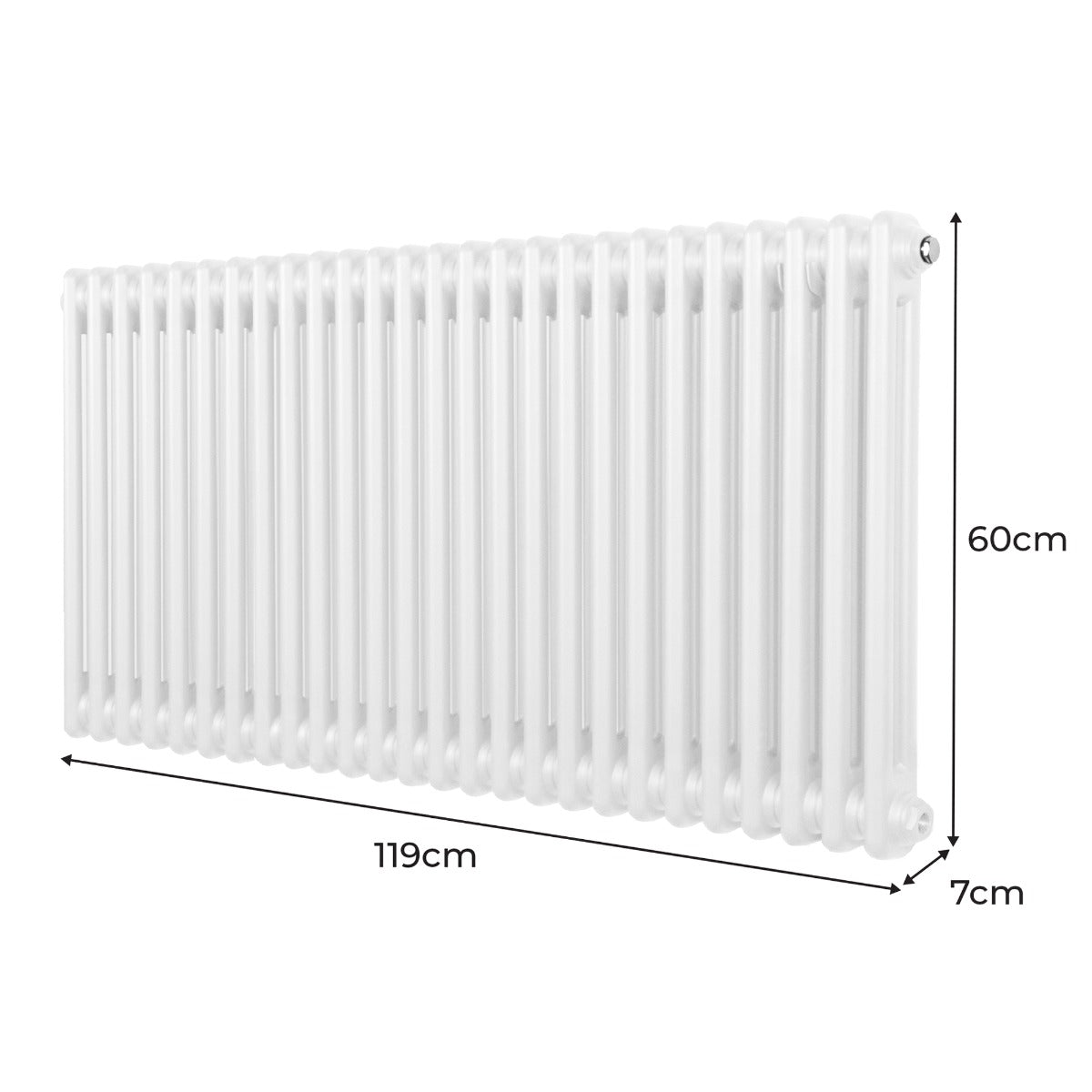 Traditional 2 Column Radiator - 600 x 1192mm - White