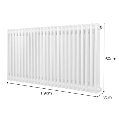 Traditional 2 Column Radiator - 600 x 1192mm - White