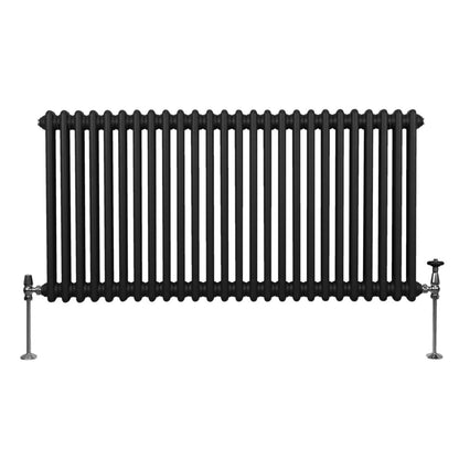 Traditional 2 Column Radiator - 600 x 1192mm - Black