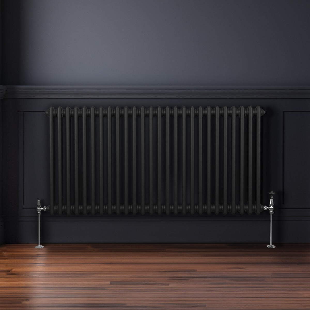 Traditional 2 Column Radiator - 600 x 1192mm - Black