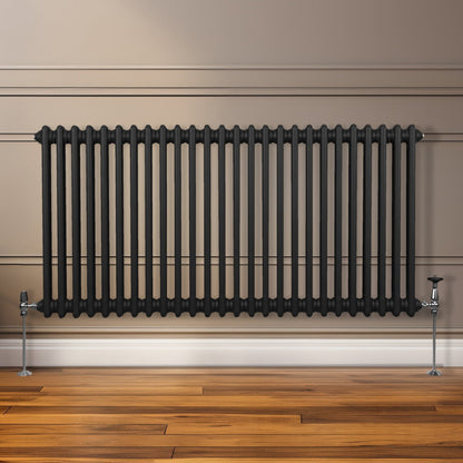 Traditional 2 Column Radiator - 600 x 1192mm - Black