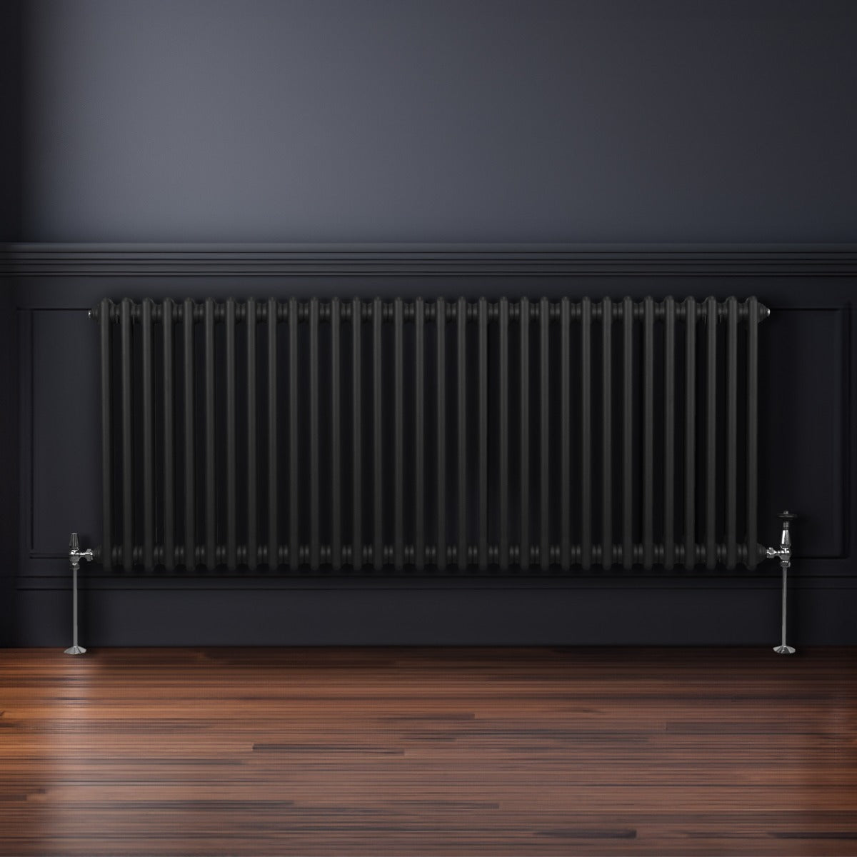 Traditional 2 Column Radiator - 600 x 1462mm - Black