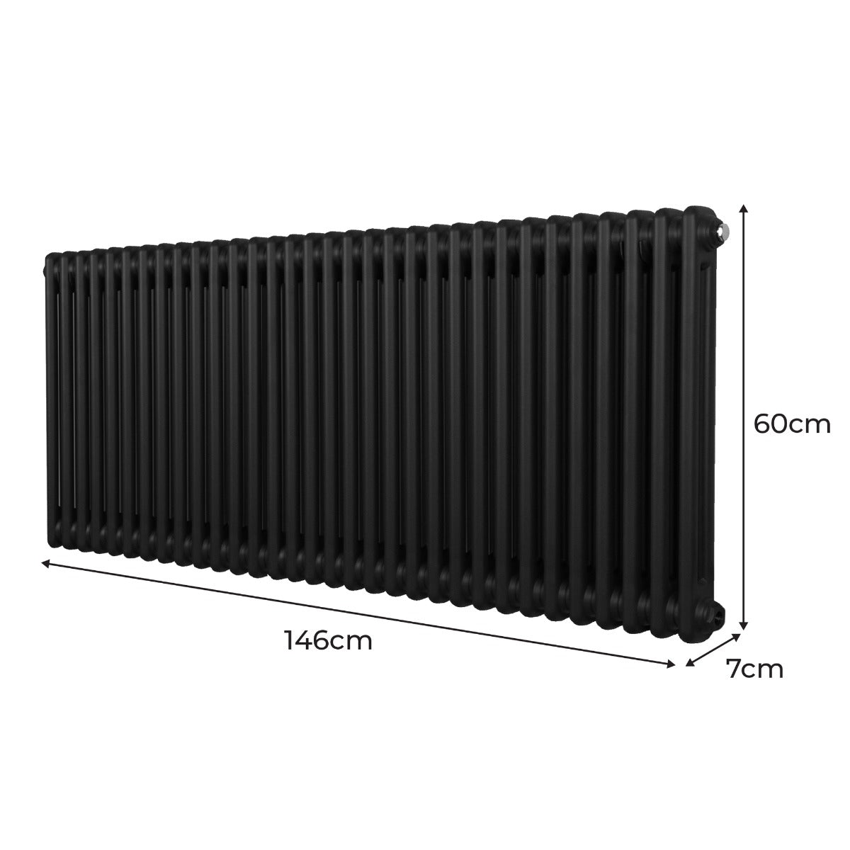 Traditional 2 Column Radiator - 600 x 1462mm - Black