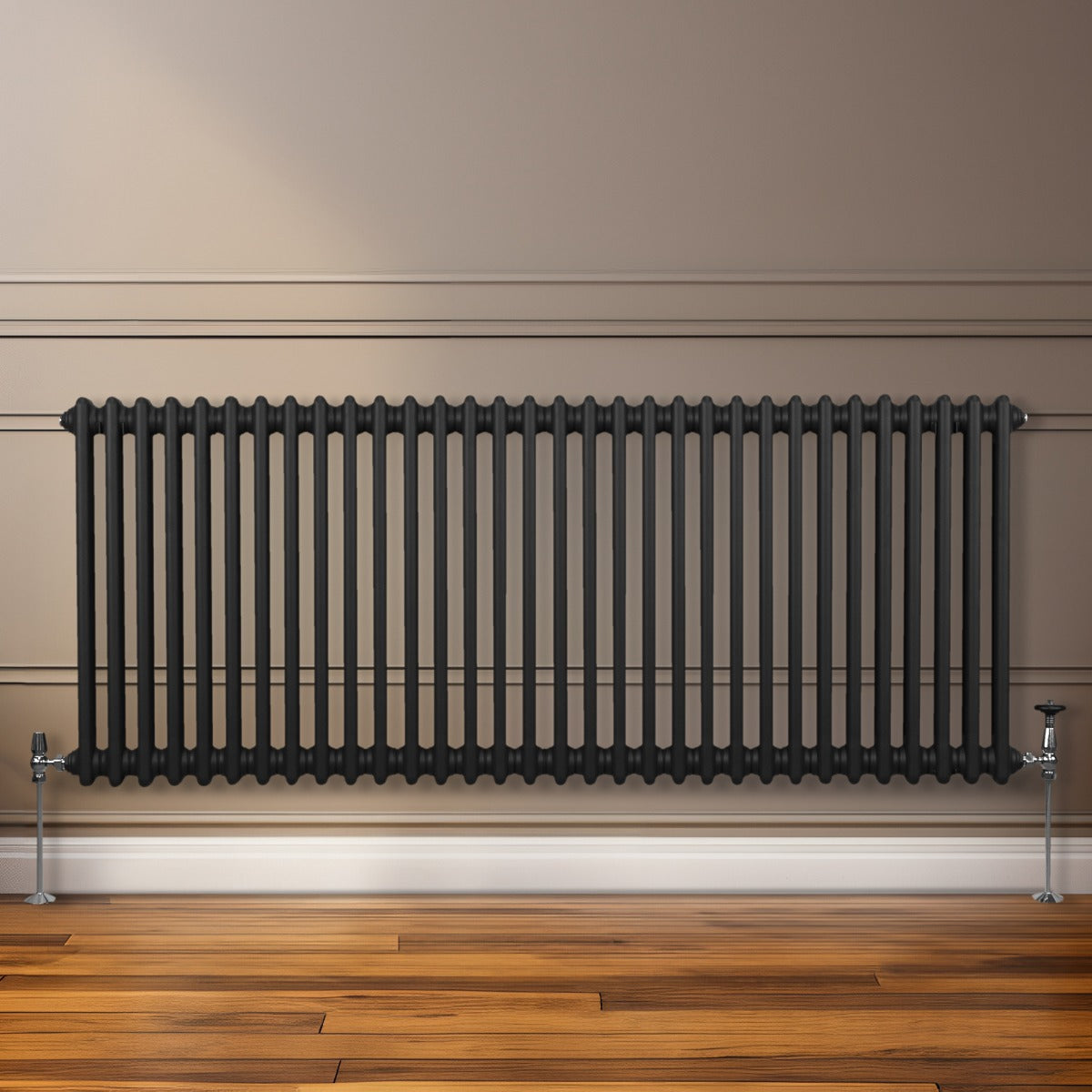 Traditional 2 Column Radiator - 600 x 1462mm - Black