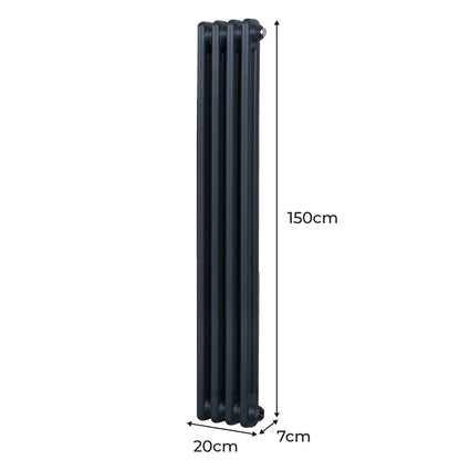 Traditional 2 Column Radiator - 1500 x 202mm - Anthracite Grey