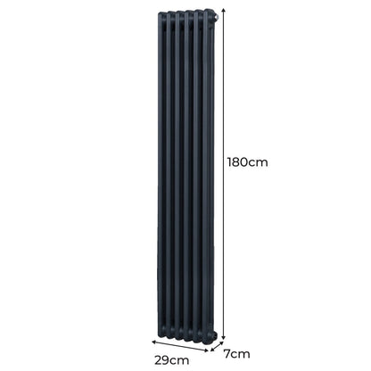 Traditional 2 Column Radiator - 1800 x 292mm - Anthracite Grey