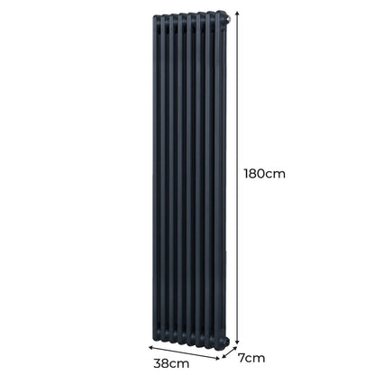 Traditional 2 Column Radiator - 1800 x 382mm - Anthracite Grey