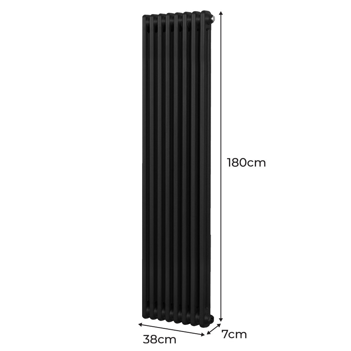 Traditional 2 Column Radiator - 1800 x 382mm - Black