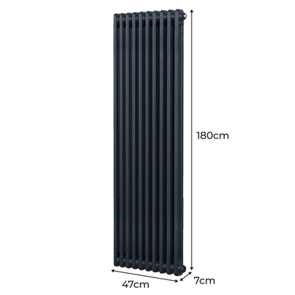 Traditional 2 Column Radiator - 1800 x 472mm - Anthracite Grey