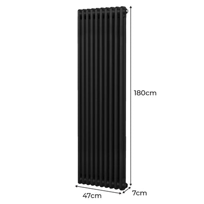 Traditional 2 Column Radiator - 1800 x 472mm - Black