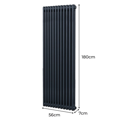 Traditional 2 Column Radiator - 1800 x 562mm - Anthracite Grey