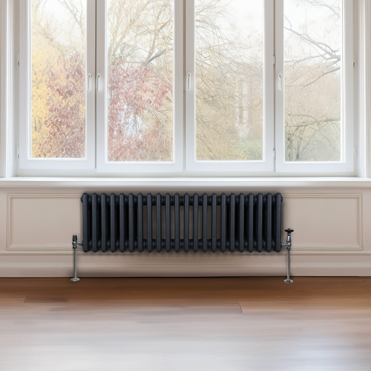 Traditional 3 Column Radiator - 300 x 1012mm - Anthracite Grey