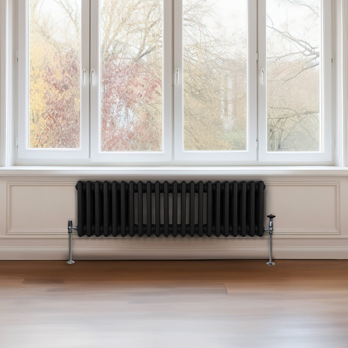 Traditional 3 Column Radiator - 300 x 1012mm - Black