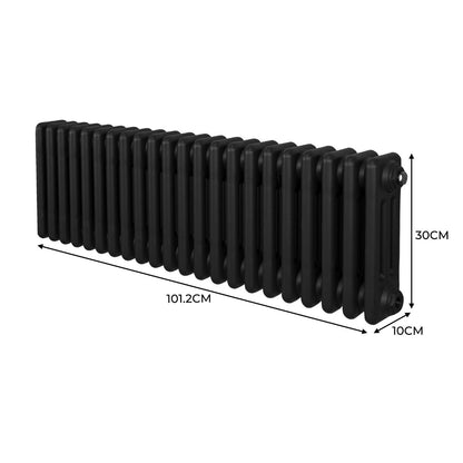 Traditional 3 Column Radiator - 300 x 1012mm - Black