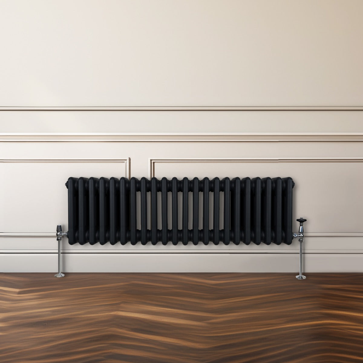 Traditional 3 Column Radiator - 300 x 1012mm - Black