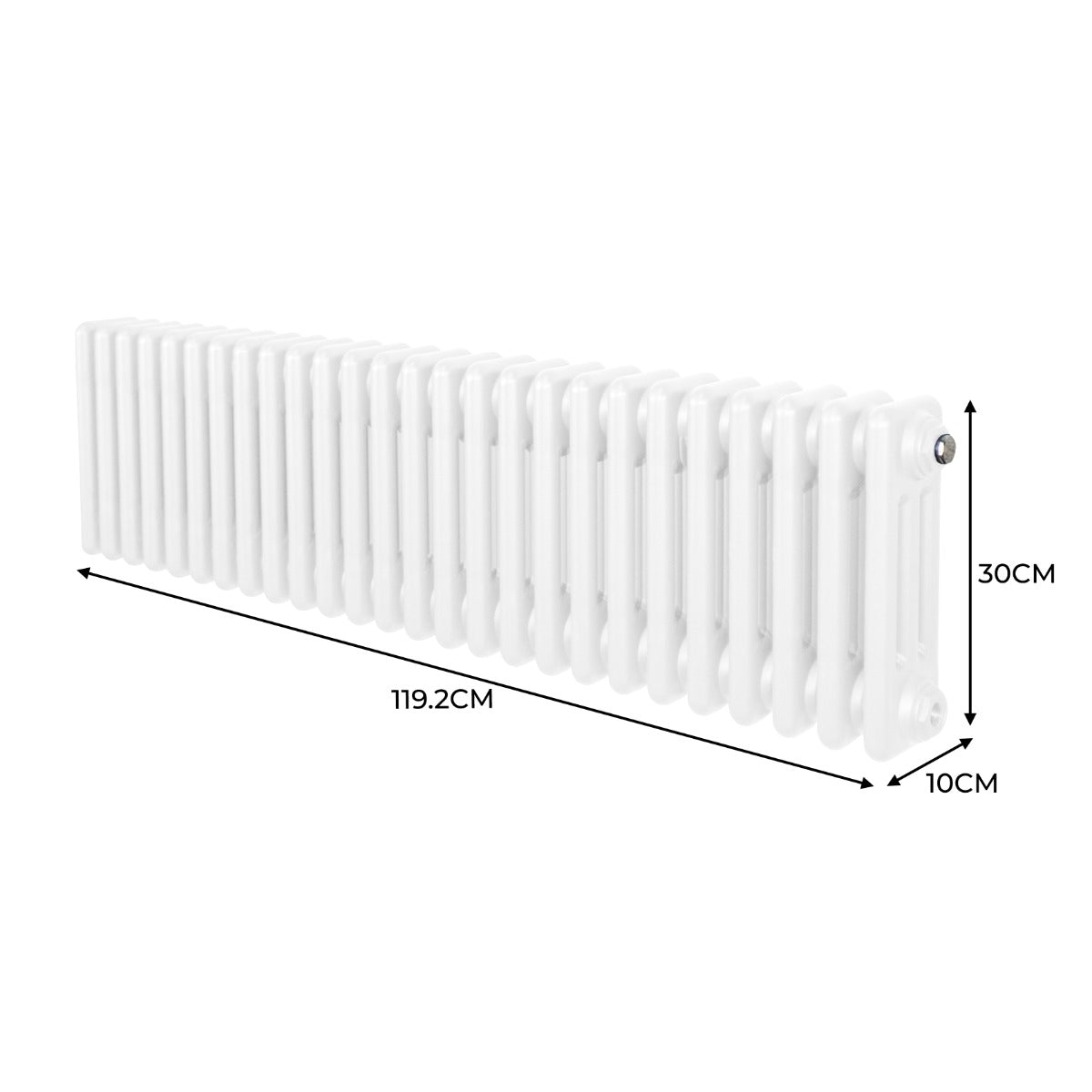 Traditional 3 Column Radiator - 300 x 1192mm - White