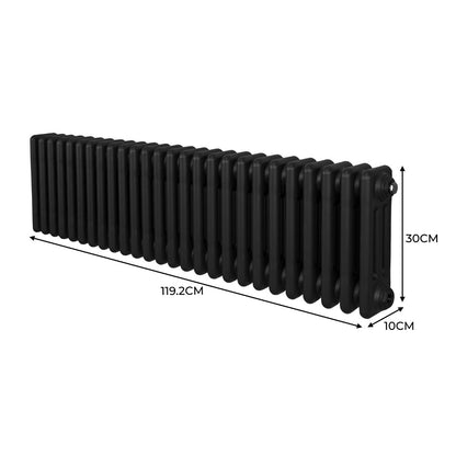 Traditional 3 Column Radiator - 300 x 1192mm - Black