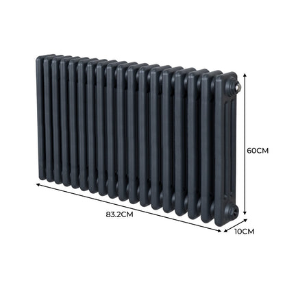 Traditional 3 Column Radiator - 600 x 832mm - Anthracite Grey