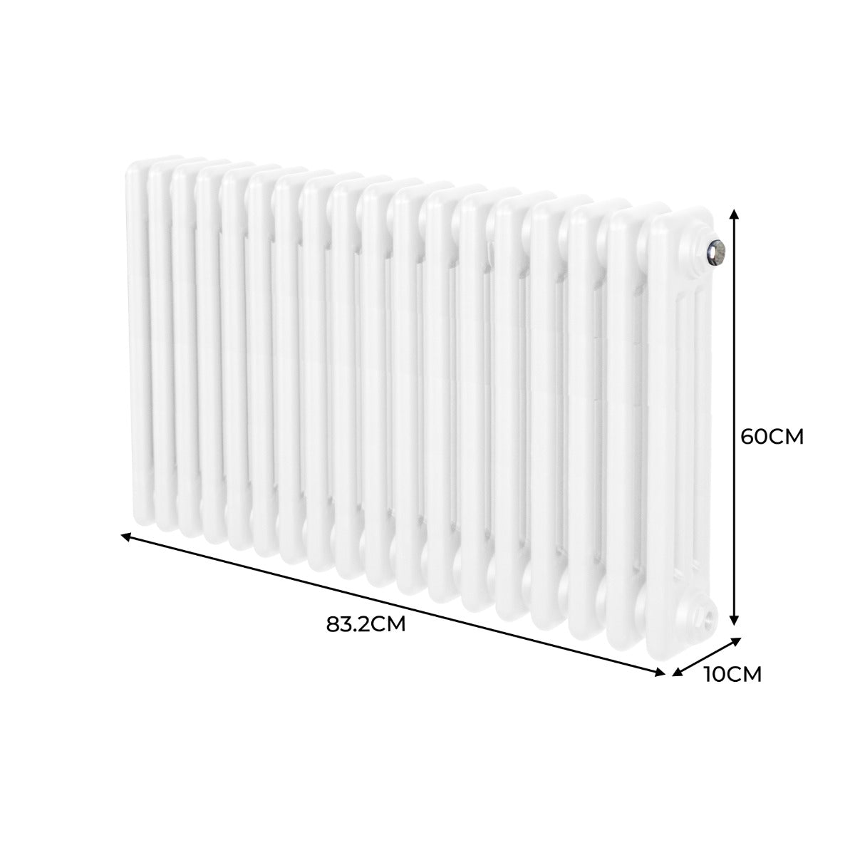 Traditional 3 Column Radiator - 600 x 832mm - White