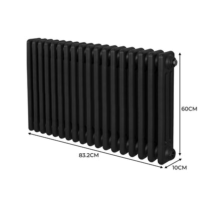 Traditional 3 Column Radiator - 600 x 832mm - Black