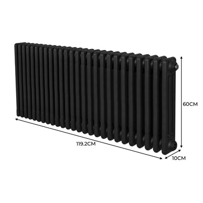 Traditional 3 Column Radiator - 600 x 1192mm - Black