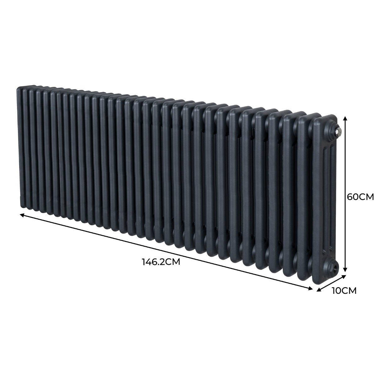 Traditional 3 Column Radiator - 600 x 1462mm - Anthracite Grey