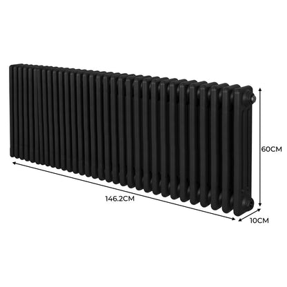 Traditional 3 Column Radiator - 600 x 1462mm - Black