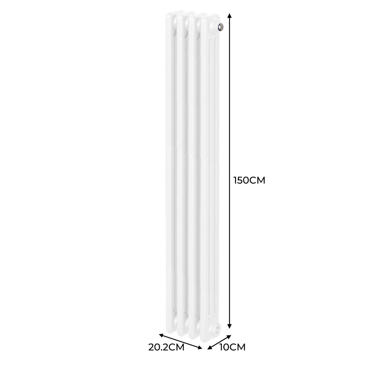 Traditional 3 Column Radiator - 1500 x 202mm - White