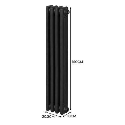 Traditional 3 Column Radiator - 1500 x 202mm - Black