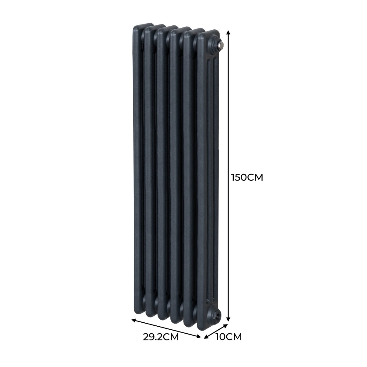 Traditional 3 Column Radiator - 1500 x 292mm - Anthracite Grey