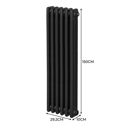 Traditional 3 Column Radiator - 1500 x 292mm - Black