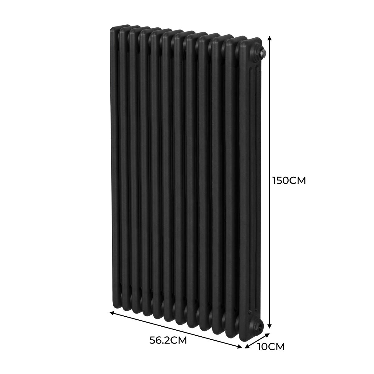 Traditional 3 Column Radiator - 1500 x 562mm - Black