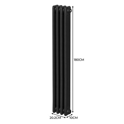 Traditional 3 Column Radiator - 1800 x 202mm - Black