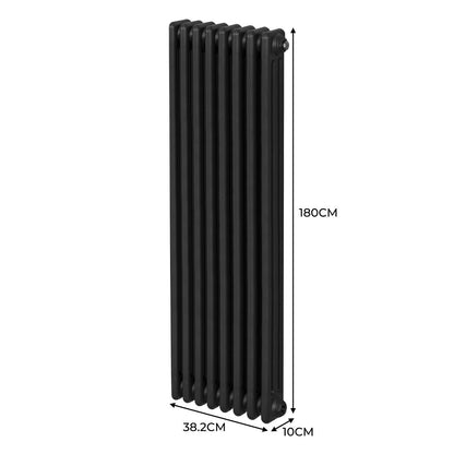 Traditional 3 Column Radiator - 1800 x 382mm - Black