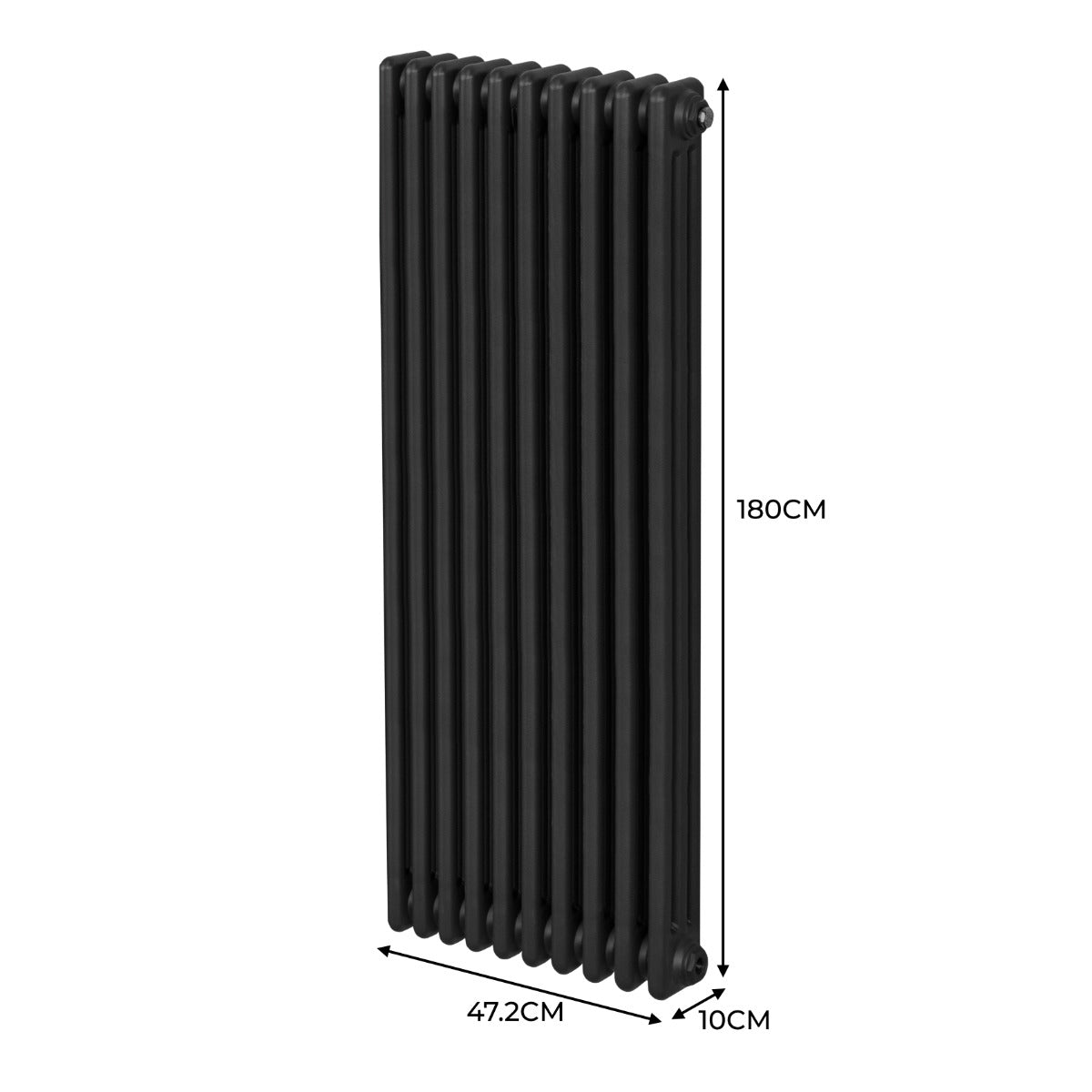 Traditional 3 Column Radiator - 1800 x 472mm - Black