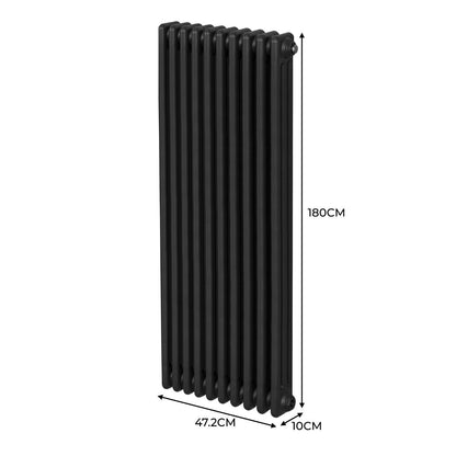 Traditional 3 Column Radiator - 1800 x 472mm - Black