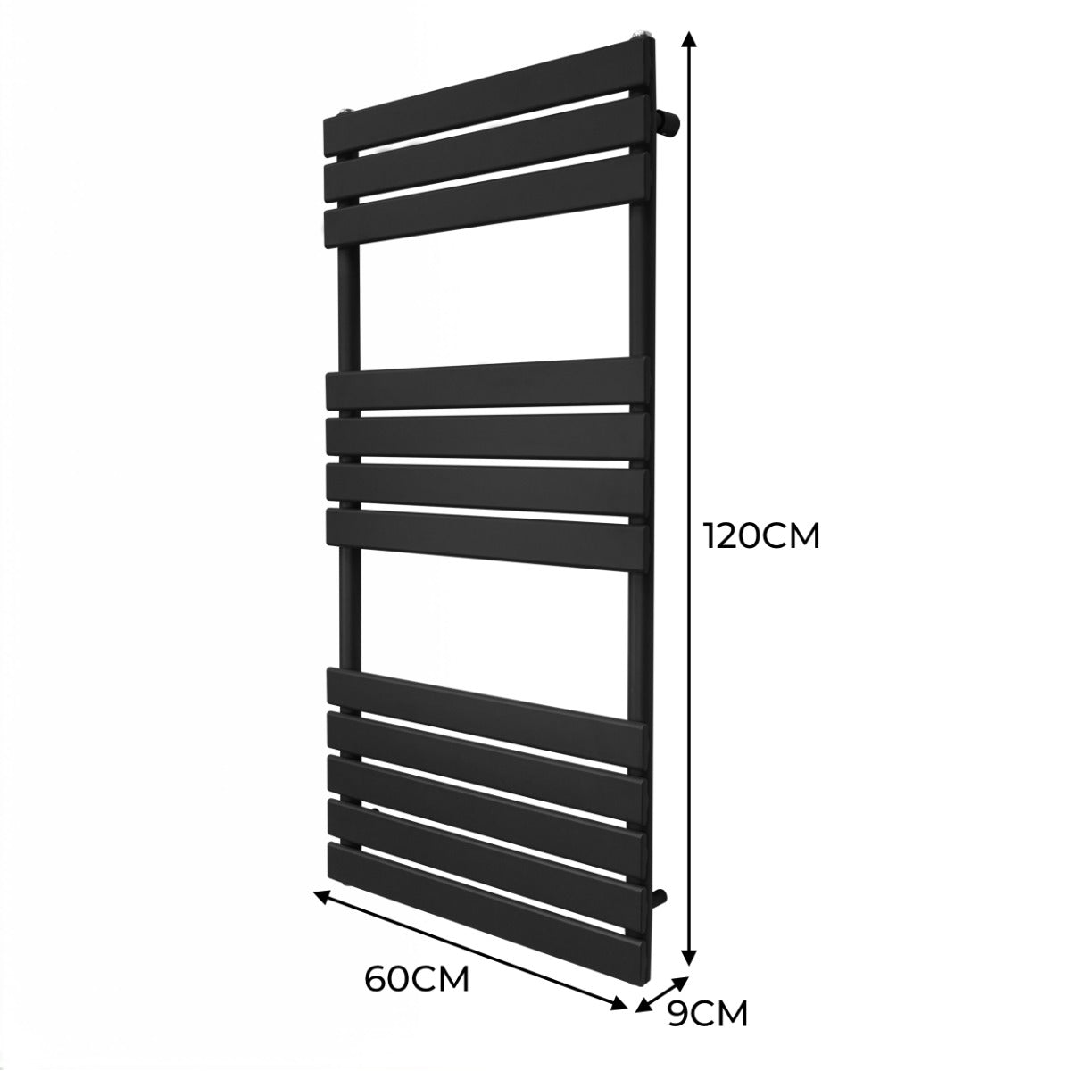 Flat Panel Towel Radiator – 1200mm x 600mm – Black