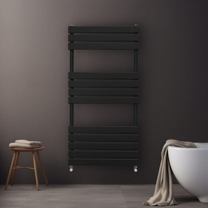 Flat Panel Towel Radiator – 1200mm x 600mm – Black