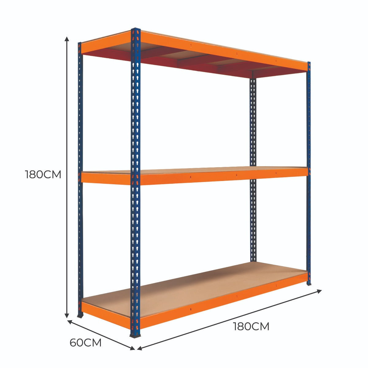 S-Rax 3 Shelf Racking - 180cm x 180cm x 60cm