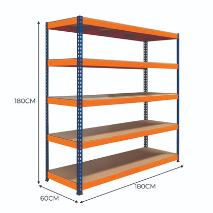 S-Rax 5 Shelf Racking - 180cm x 180cm x 60cm