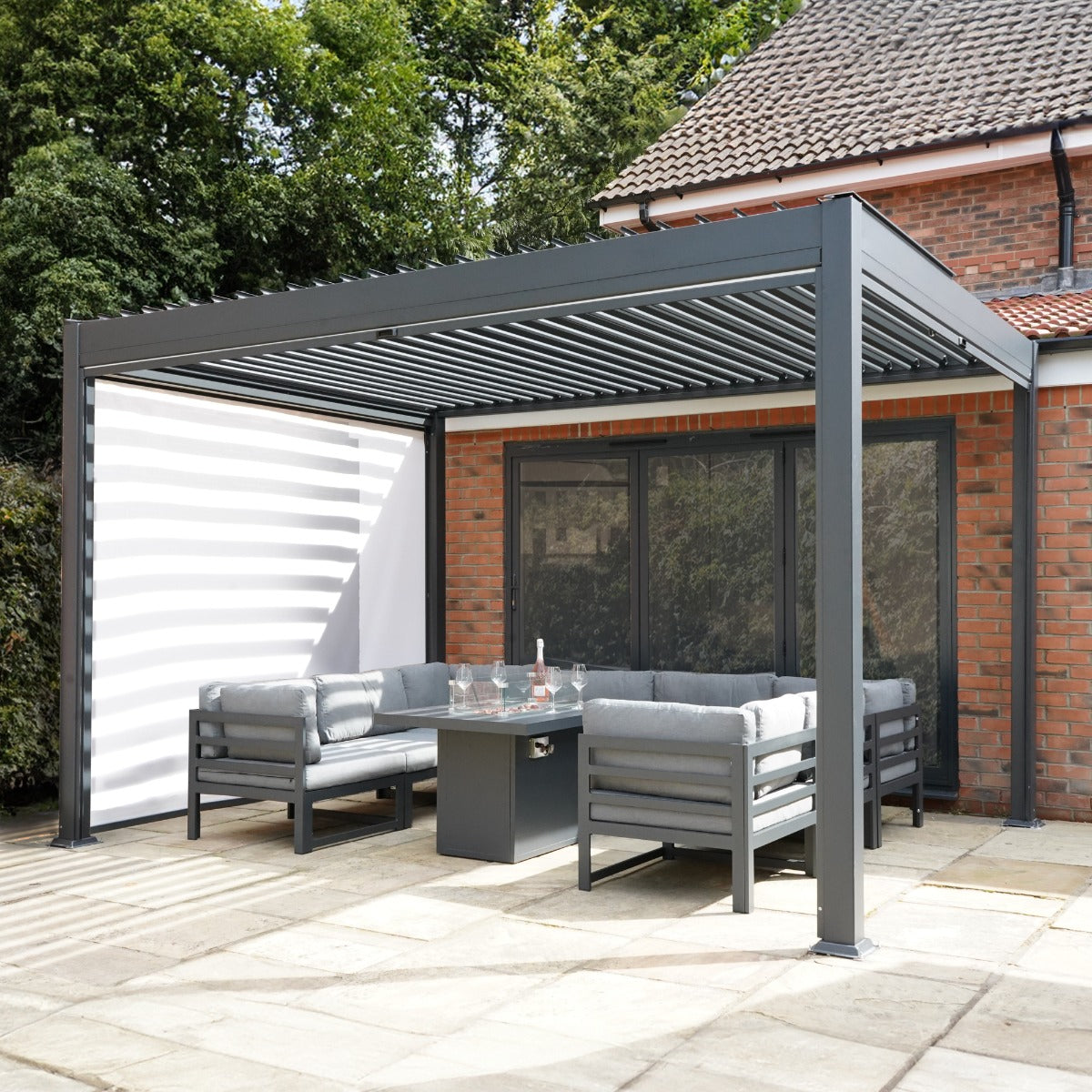 Aluminium Pergola With Blinds & LED Lights - 4m x 3m