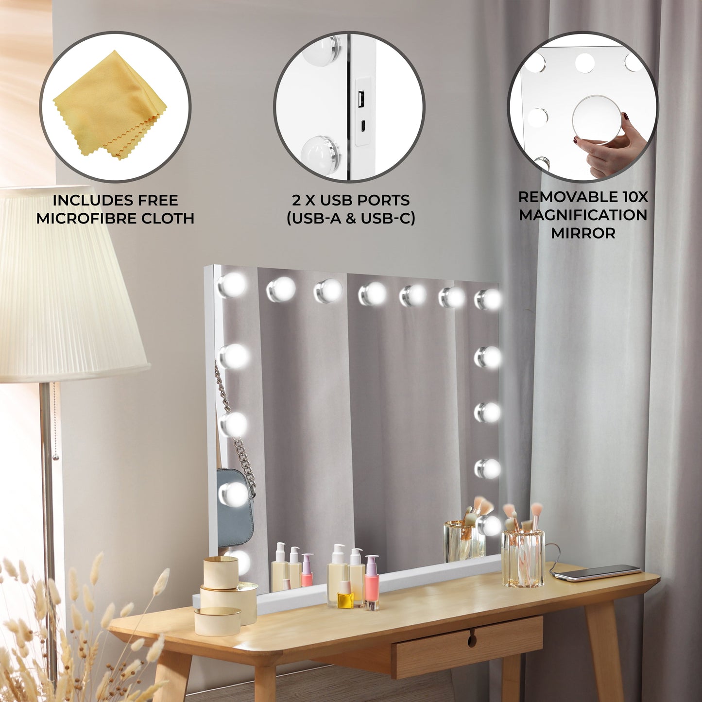 LED Bluetooth Mirror - 58 x 46cm