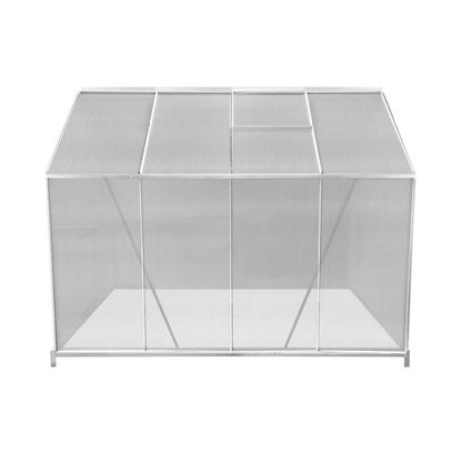 Polycarbonate Greenhouse 6ft x 8ft with Base – Silver